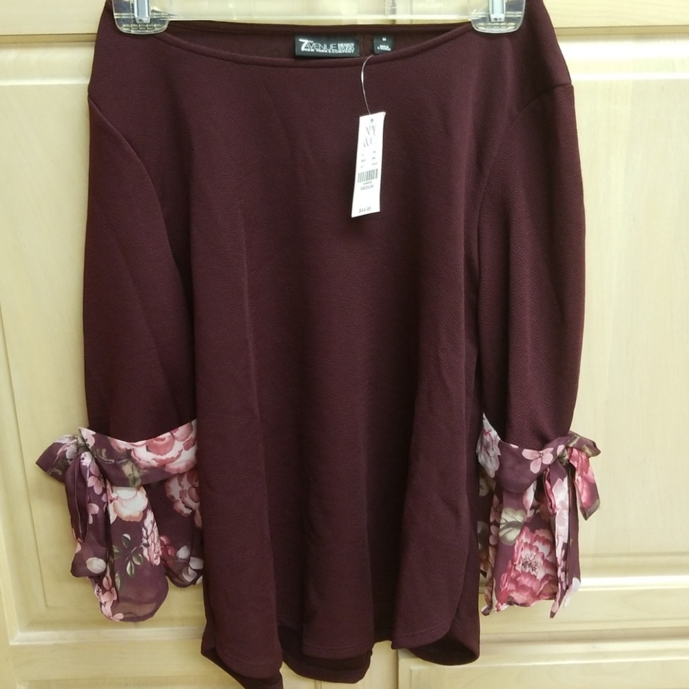 New York & Company blouse with flutter sleeve